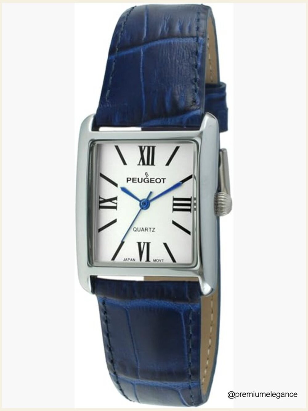 Classic Tank Dress Watch with Leather Strap, Roman Numerals